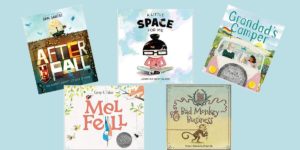 Author-Illustrator-Covers: After the Fall, A Little Space for Me, Grandad's Camper, Mel Fell, Bad Monkey Business